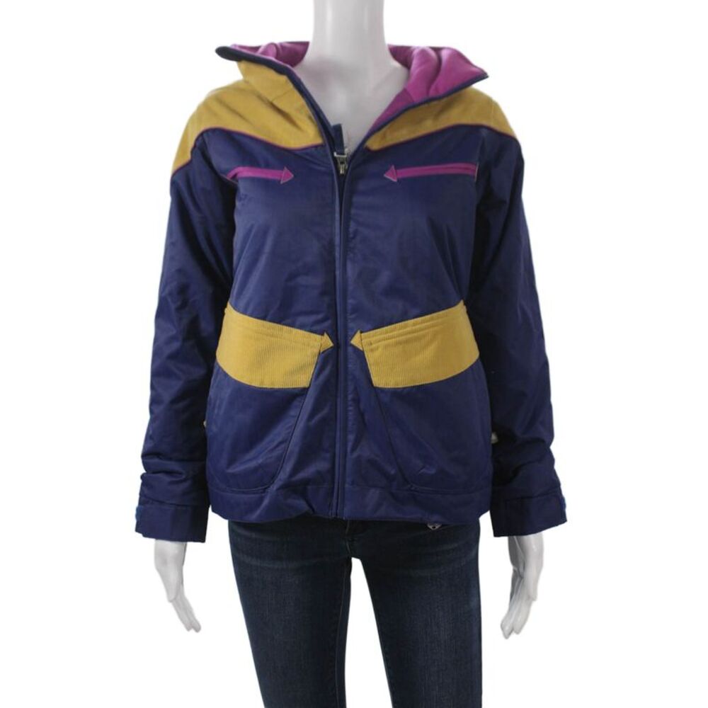 Burton Girls Ski Jacket Blue Nylon Colorblock Zip Winter Size M